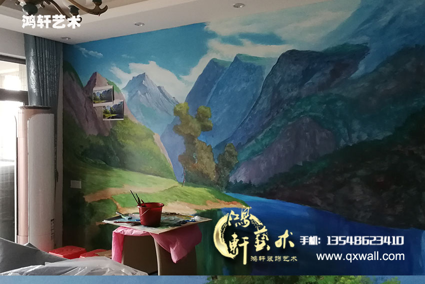 墻繪作畫過(guò)程